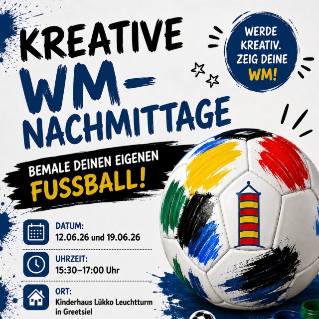 Plakat mit buntem Fußball